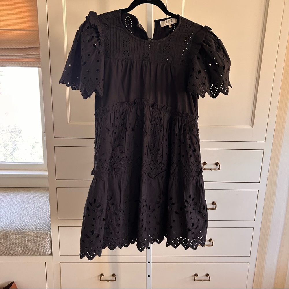 Sea NY black Eyelet Dress